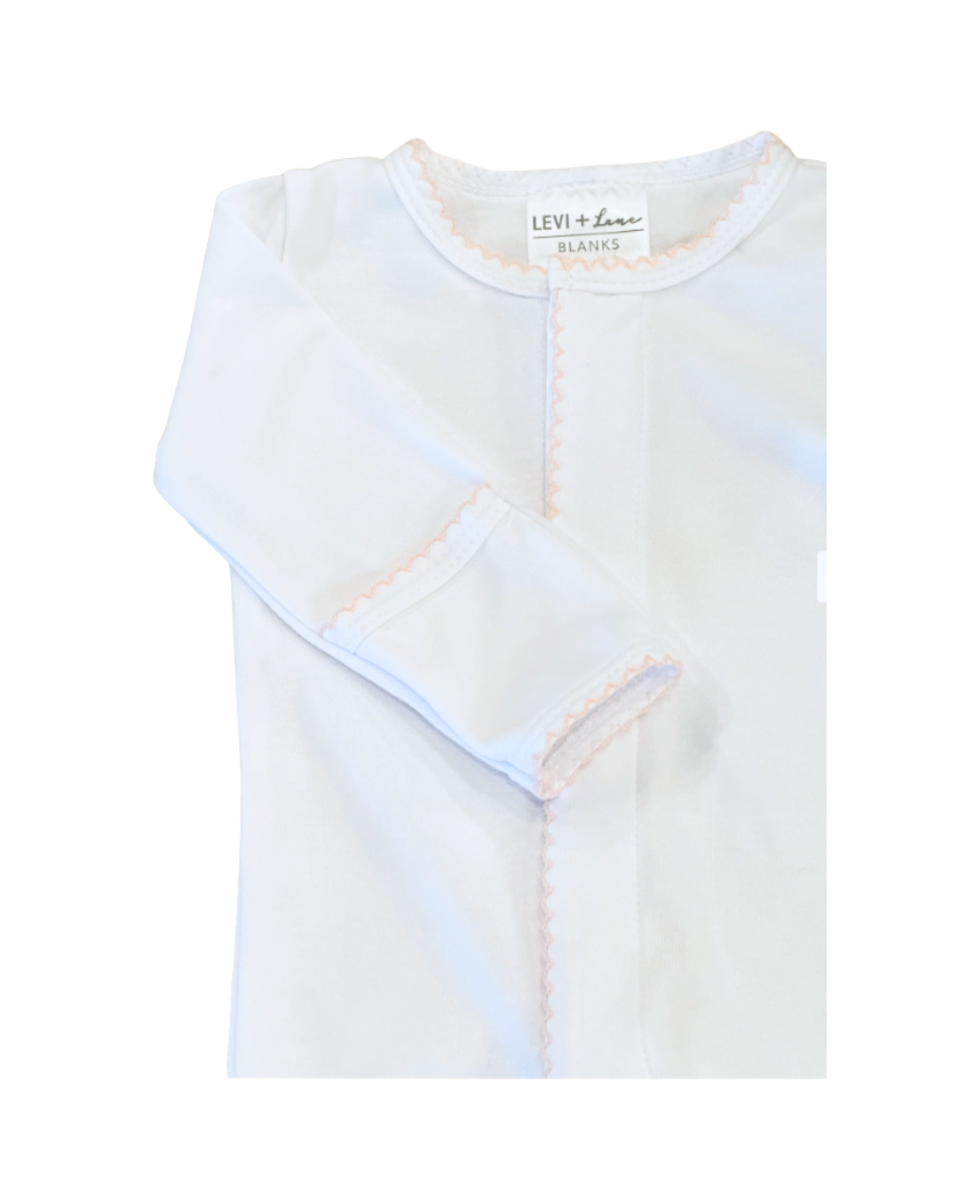 Picot Trim Footie White W/ Pink