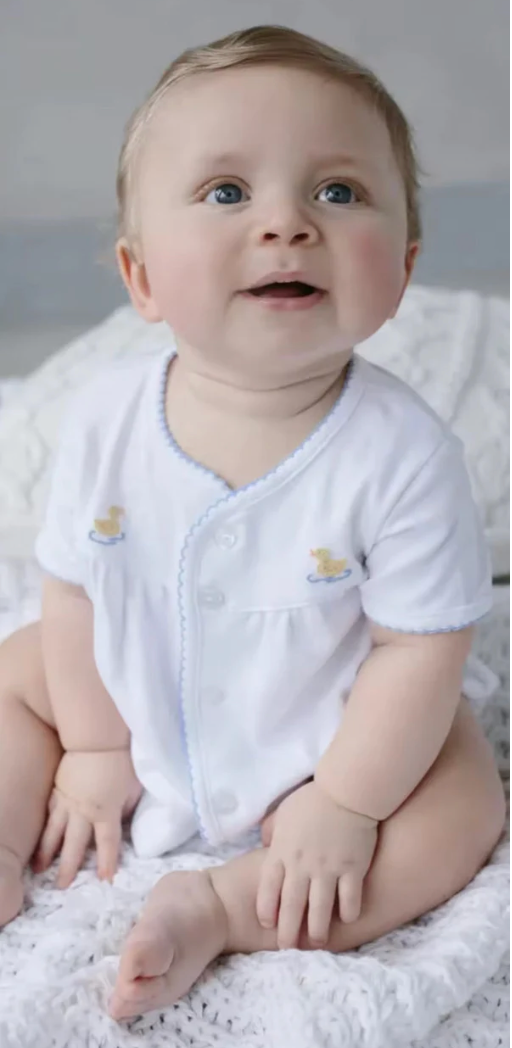 Picot Trim Diaper Set Blue Trim