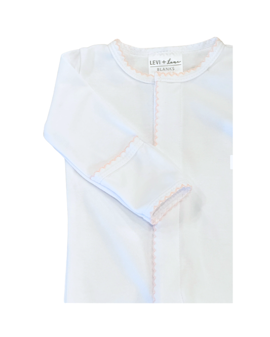 Picot Trim Footie White W/ Pink